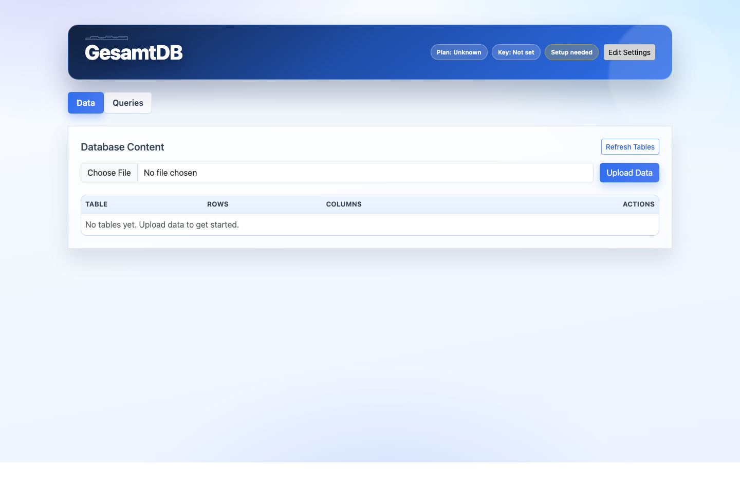 Visual interface data screenshot